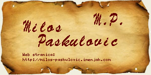 Miloš Paskulović vizit kartica